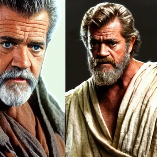 Image similar to Mel Gibson as Obi Wan Kenobi