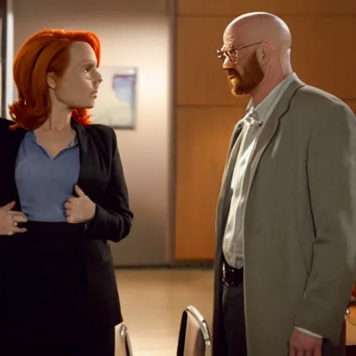 Prompt: dana scully arguing with walter white