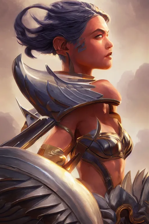 Image similar to amazon valkyrie athena, d & d, fantasy, portrait, highly detailed, headshot, digital painting, trending on artstation, concept art, sharp focus, illustration, art by artgerm and greg rutkowski and magali villeneuve