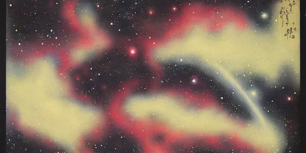 Image similar to painting of the nebula by kitano tsunetomi, 1 9 3 9