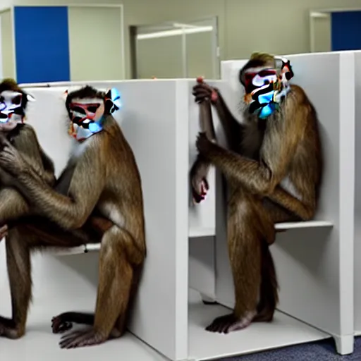 Image similar to monkeys as employees in the cubical offices