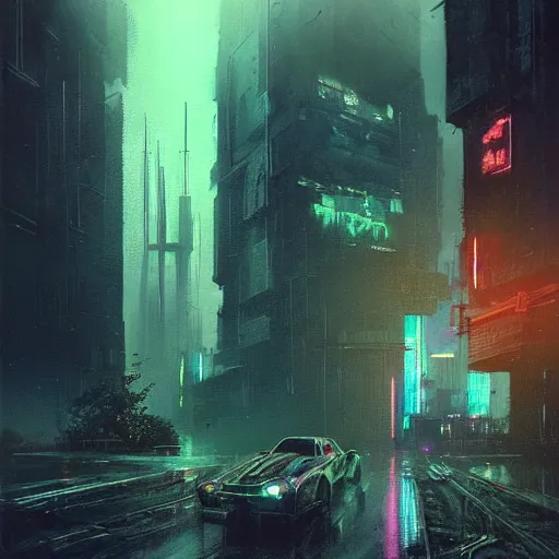 Image similar to cyberpunk cityscape, neon lights and heavy fog, flying cars, dark atmosphere, beksinski, jeremy mann, 1 9 7 0 s star wars style, detailed