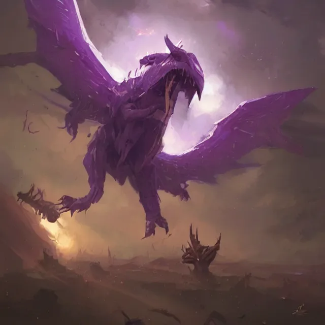 Prompt: a one eyed one horned flying purple people eater, digital art by greg rutkowski