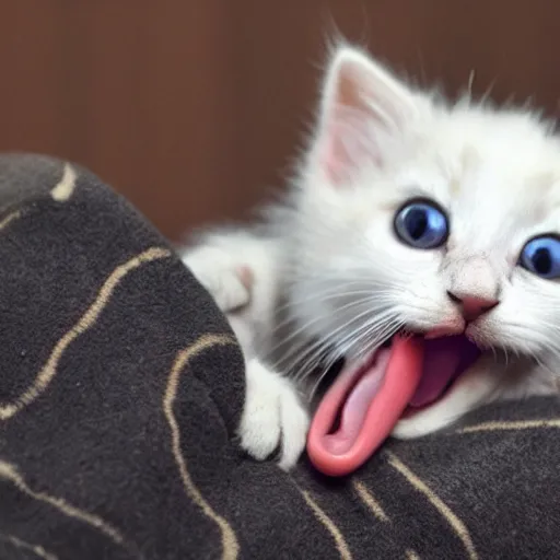 Prompt: kitten with its tongue out