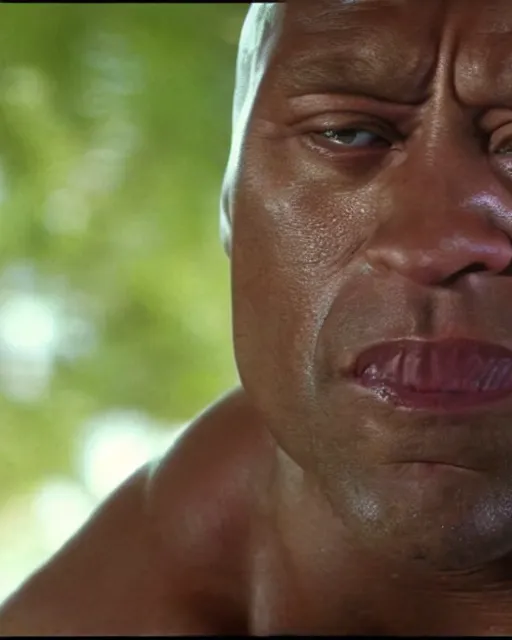 Image similar to film still close - up shot of dwayne johnson as john coffey from the movie the green mile. photographic, photography