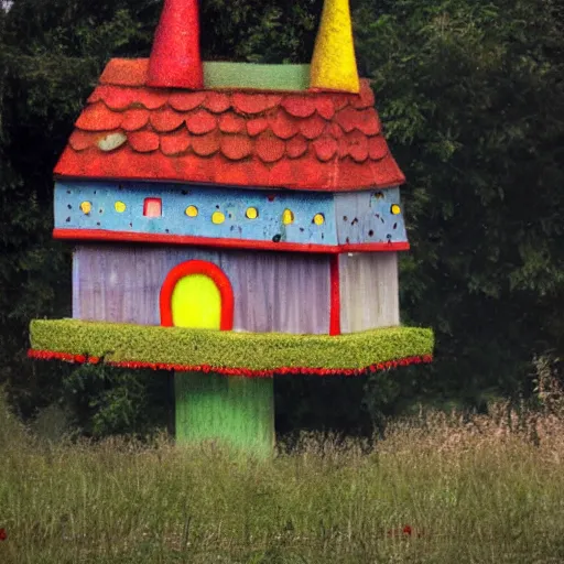 Prompt: poorly rendered clown house