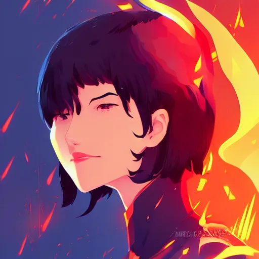 Image similar to Nakamura Aya like a fire superhero by Ilya kuvshinov and Krenz cushart, pixel art, character portrait