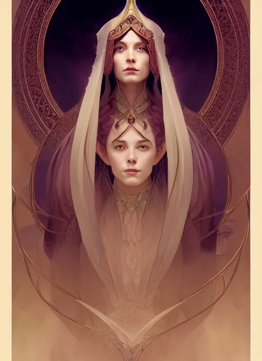 Image similar to symmetry!! portrait of a female sorcerer, dar fantasy, intricate, elegant, highly detailed, my rendition, digital painting, artstation, concept art, smooth, sharp focus, illustration, art by artgerm and greg rutkowski and alphonse mucha and huang guangjian and gil elvgren and sachin teng