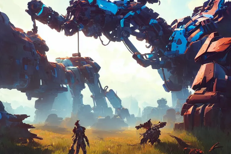 Image similar to scrapper machine mecha animal beast robot of horizon forbidden west horizon zero dawn bioluminiscence, behance hd by jesper ejsing, by rhads, makoto shinkai and lois van baarle, ilya kuvshinov, rossdraws global illumination