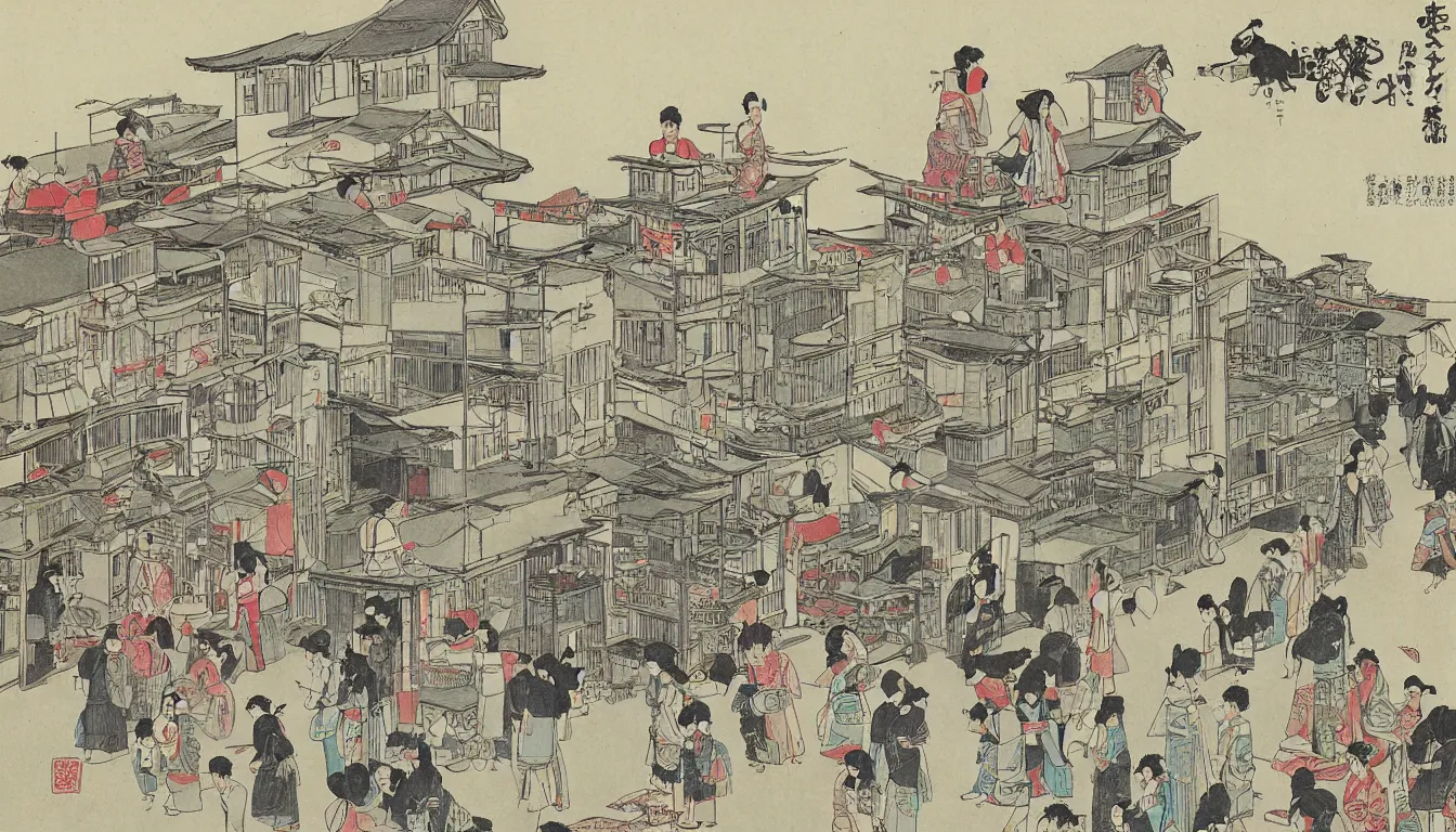 Image similar to calcutta, japanese illustration