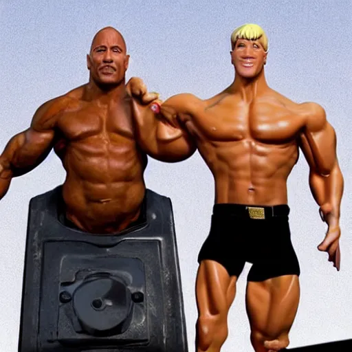 Image similar to dwayne johnson is stretch armstrong