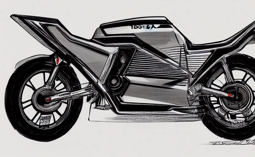 Image similar to 1 9 8 0 s honda sport motorcycle concept, sketch, art,