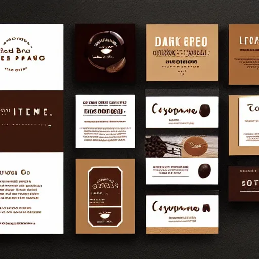 Image similar to square shaped flyer design for a coffee bean roasting company, layout design, dark brown and beige colour palette, template layout