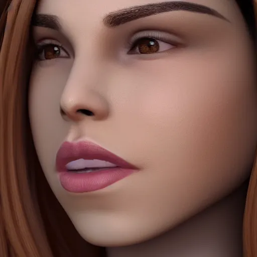 Image similar to young woman face profile with huge 1 8 inch nose octane render