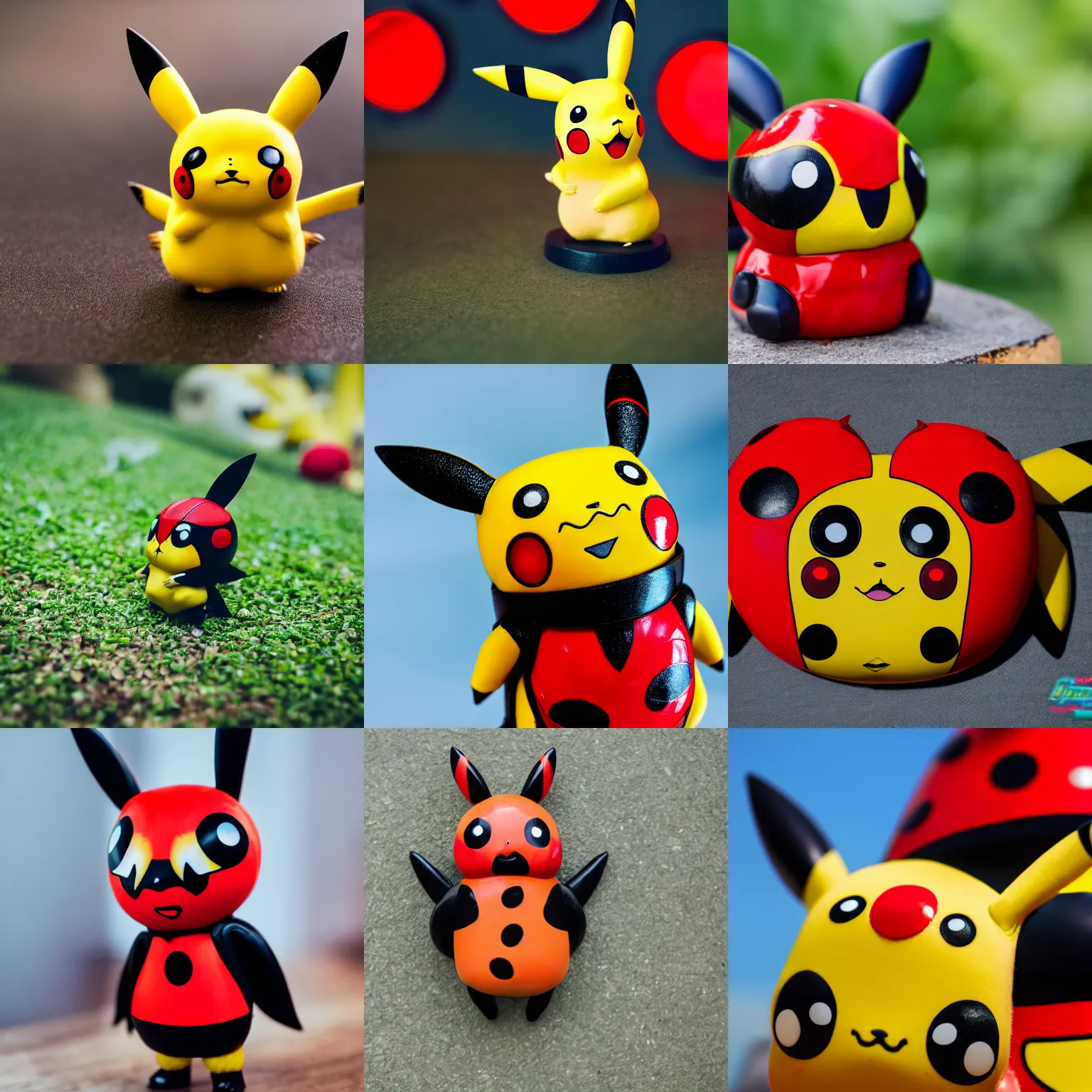 Prompt: pikachu wearing ladybug miraculous from tales of ladybug and cat noir. 4 k photograph, 5 0 mm lens