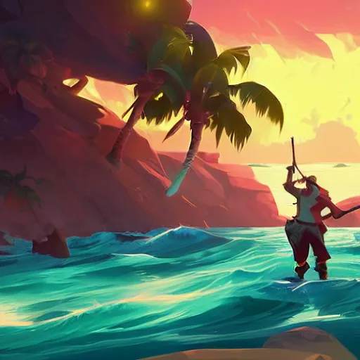 Image similar to painting treasure on sea of thieves game smooth median photoshop filter cutout vector, behance hd by jesper ejsing, by rhads, makoto shinkai and lois van baarle, ilya kuvshinov, rossdraws global illumination