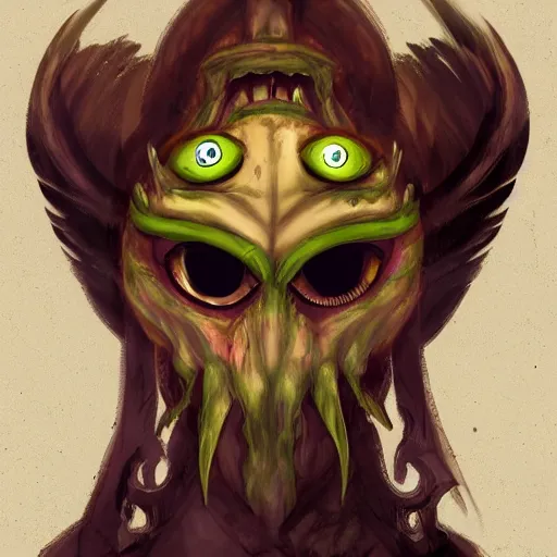 Image similar to a monster with 3 eyes, extra eye in forehead, concept art