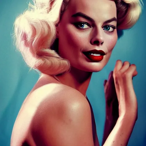 Prompt: Margot Robbie as a pinup girl