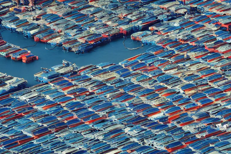 Prompt: A parking lot on an oilrig, award winning photograph