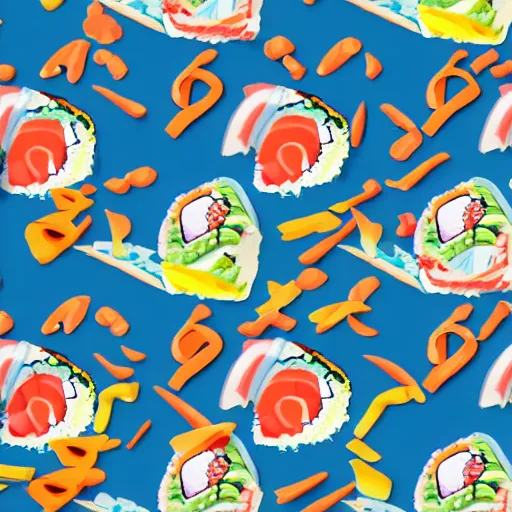 Prompt: seamless colorful sushi pattern