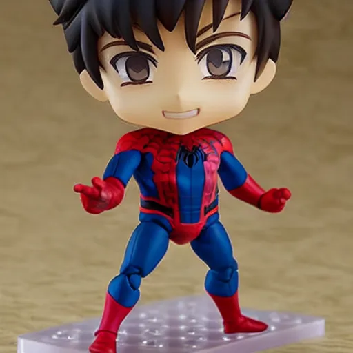 Image similar to an anime nendoroid of barrack obama as spiderman, figurine, detailed product photo