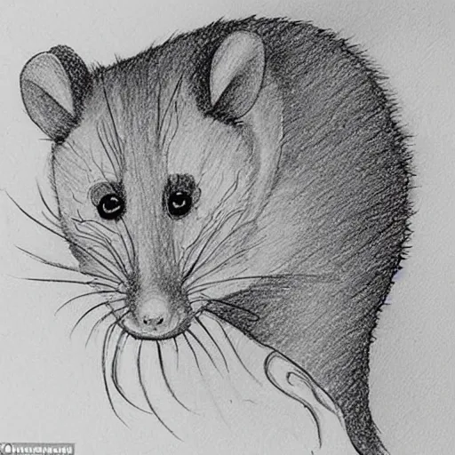 Prompt: 'after life is over it is all over. the universe might not as well not exist after it all ends because you will no longer exist because you will be non-existent for eternity!', a drawing of a opossum, very interesting.