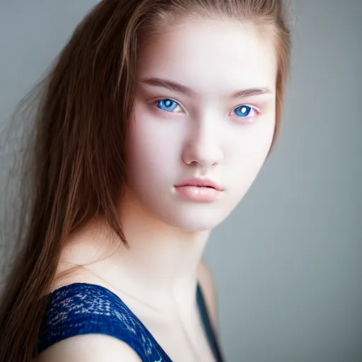 Prompt: photo portrait of beautiful 2 0 - year - old model