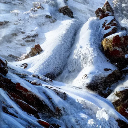 snow avalanche, rushing down a slope, dramatic, center | Stable ...