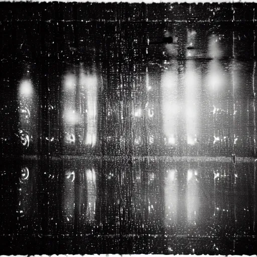 Image similar to pinhole photo of a night, silhouettes, threes, rain, reflection, double exposure, high contrast