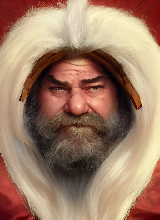 Prompt: relaxed dwarf with white hair, red iris, long beard, pale snow white skin, full body character portrait, colorful, octane render, unreal engine, studio lighting, photorealistic, digital art by greg rutkowski and alphonse mucha, and artgerm