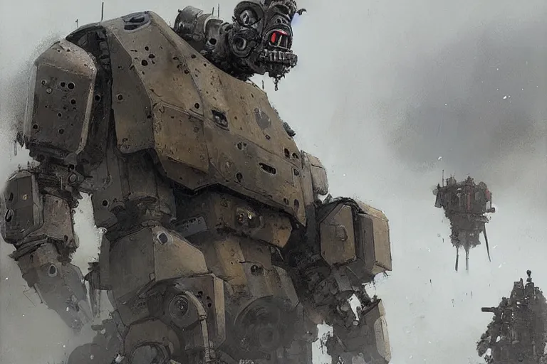 Image similar to mech art by jakub rozalski