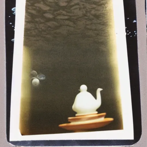 Prompt: underwater smoke tea party on the moon photo polaroid