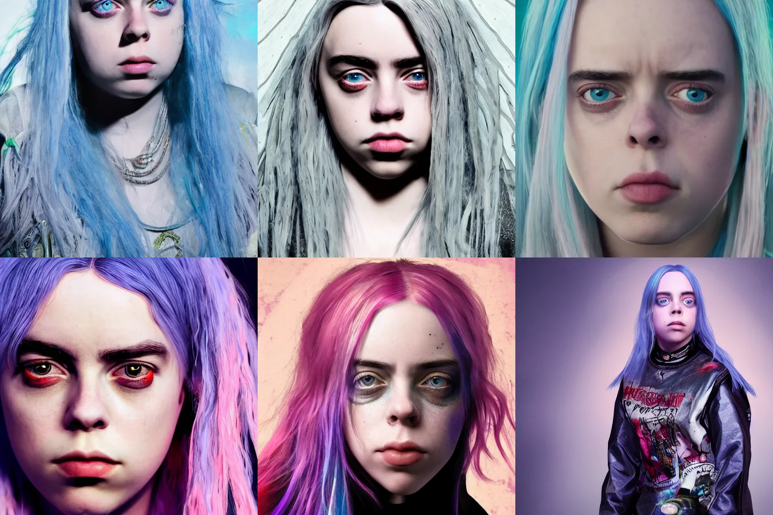 Prompt: Billie Eilish as the empress of tomorrow, ultra realistic, 8K resolution, 3D HDR, epic design