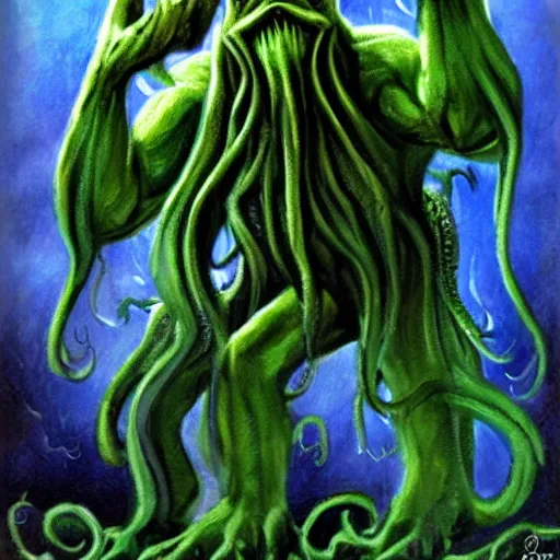 Image similar to Cthulhu by Bob Ross