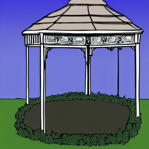 Prompt: garden gazebo, patrick caulfield