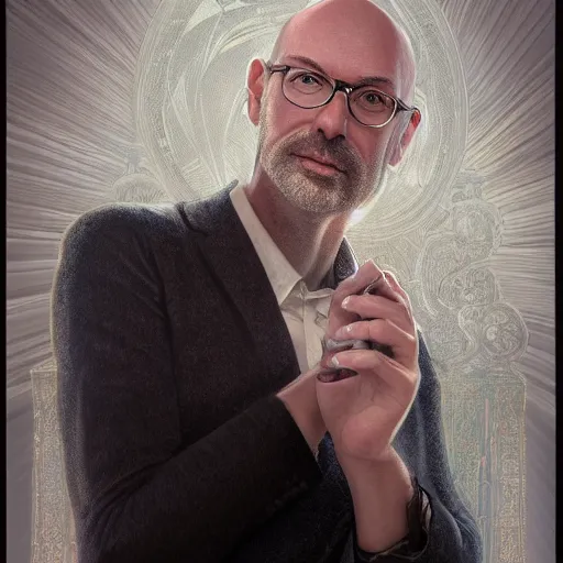 Prompt: portrait painting of nyu professor scott galloway, ultra realistic, concept art, intricate details, serious, highly detailed, photorealistic, octane render, 8 k, unreal engine. art by artgerm and greg rutk owski and alphonse mucha