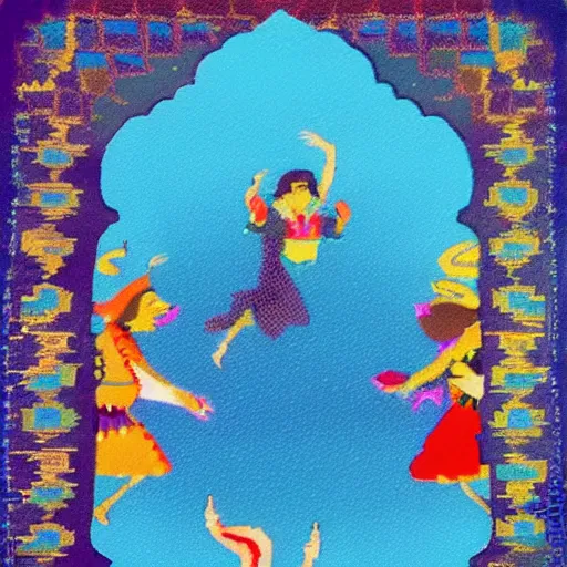 Prompt: a magic carpet flying in the air, very magical