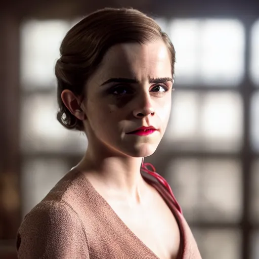 Image similar to Emma Watson in Inglorious Basterds, Movie still, XF IQ4, 50mm, F1.4, studio lighting, professional, 8K, Look at all that detail!, Dolby Vision, UHD