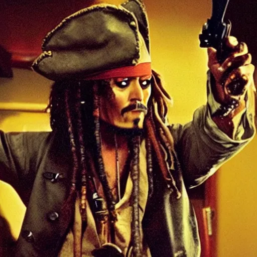 Prompt: captain jack sparrow in pulp fiction