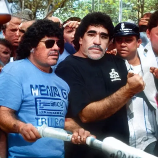 Image similar to maradona at a demonstration against hard drugs and hiv