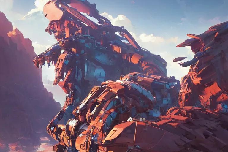 Image similar to sawtooth machine mecha animal beast robot of horizon forbidden west horizon zero dawn bioluminiscence, behance hd by jesper ejsing, by rhads, makoto shinkai and lois van baarle, ilya kuvshinov, rossdraws global illumination