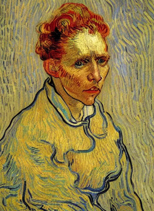 Image similar to !! portrait of the beautiful artist's muse!! by van gogh, detailed face, symmetrical painting, beautiful expressionist oil painting masterpiece, 8 k resolution, smooth, sharp focus, pastel color palette, trending on artstation