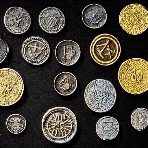 Prompt: medieval coins, 4 k, studio lighting, flickr