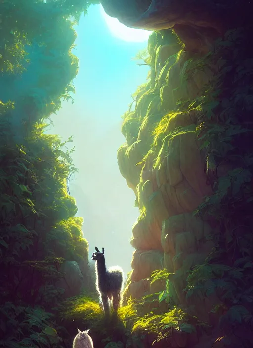 Prompt: Highly detailed portrait of Llama, Stephen Bliss, unreal engine, fantasy art by Greg Rutkowski, Loish, Rhads, ferdinand knab, Makoto Shinkai and Lois van baarle, ilya kuvshinov, rossdraws, Tom Bagshaw, alphonse mucha, global illumination, radiant light, detailed and intricate environment