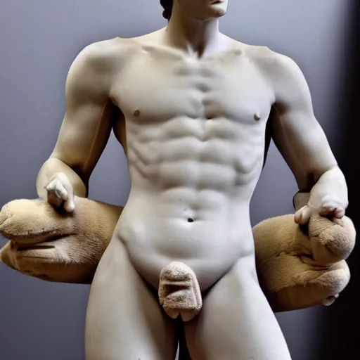 Prompt: plush toy of david by michelangelo