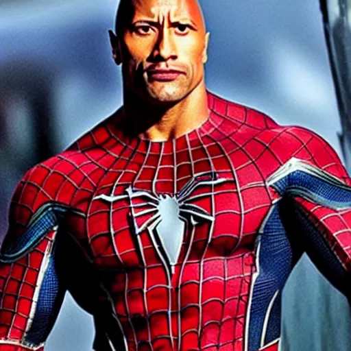 Image similar to dwayne johnson as spiderman