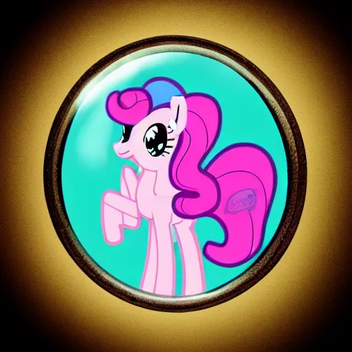 Image similar to Pinkie Pie 💓🐴 trapped inside a crystal ball 🔒🔮