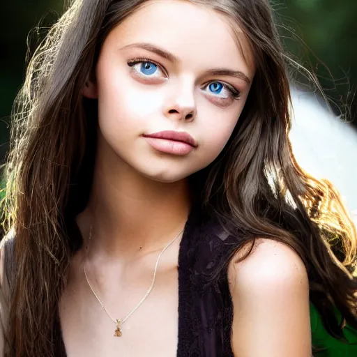 Prompt: portrait of model meika woollard dslr photo