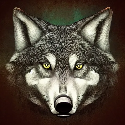 Prompt: high detail a wolf artistic render logo style surreal