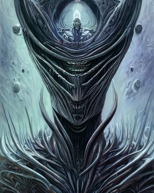 Prompt: daemonhost, by antonio j. manzanedo, giger, alex grey, android jones, wayne barlowe, philippe druillet, raymond swanland, cyril rolando, josephine wall, harumi hironaka, trending on artstation